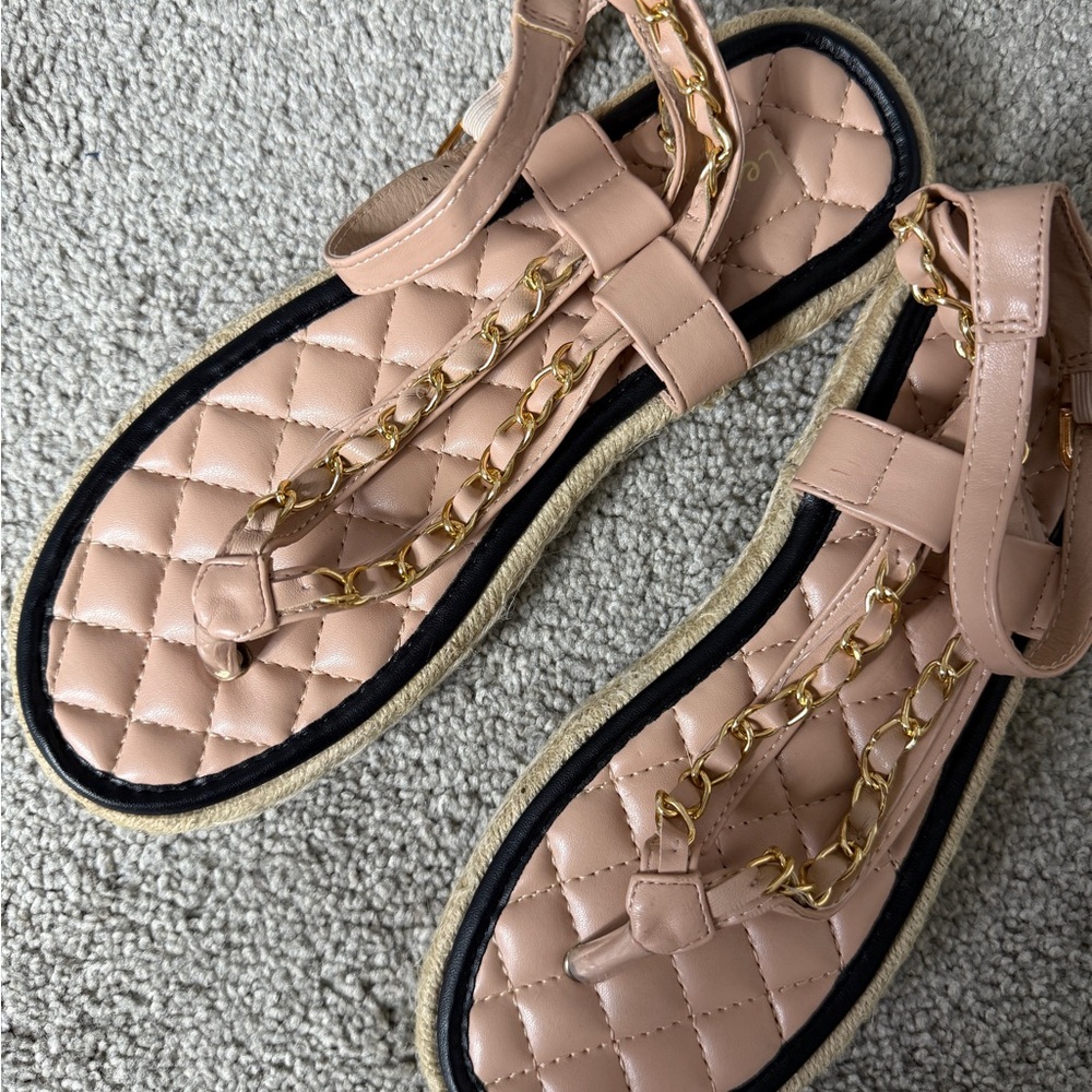 Nude Quilted Sandals